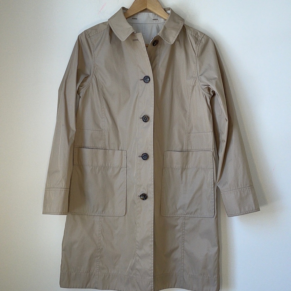 Japaense Mackintosh Philosophy reversible tan khaki trench coat Size 38 no hood